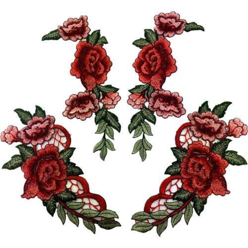 NEW Rose Flowers Embroidered Patches sew on for Clothing Applique DIY Sewing