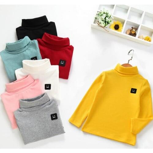 Boys and Girls Autumn and Winter High-necked Bottoms Childrens Clothing New Baby Long-sleeved T-shirt 2020 Childrens Top