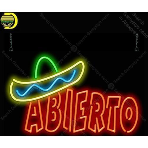 Abierto with Graphic Neon Bulbs Sign Real Glass Tube Handcraft light Sign Recreation Hotel Iconic Neon Lights anuncio luminoso