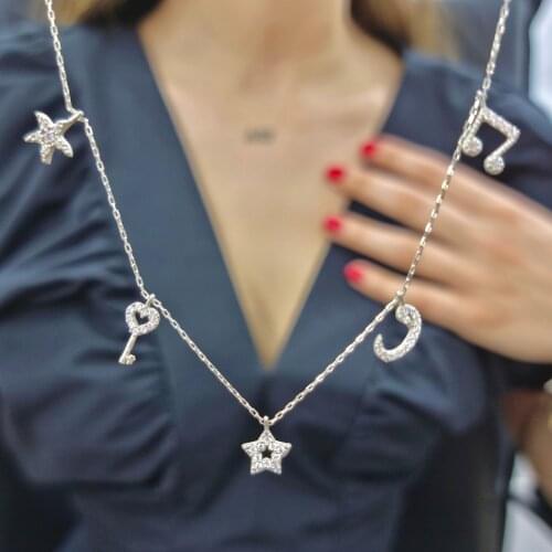 Handmade Fortune Necklace 5-Piece Zircon Stone For Women Girls Valentines Day Fashion Jewelry Elegant