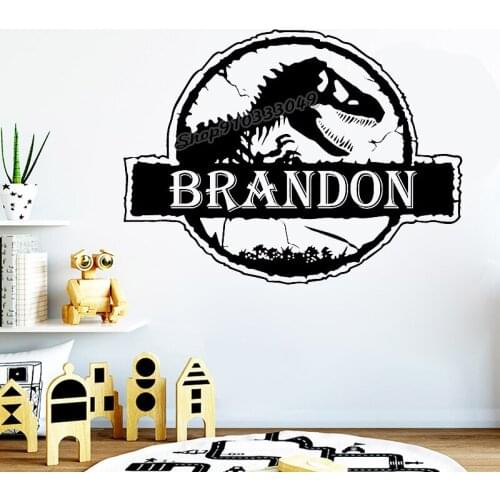 Personalized Name Wall Decal Dinosaur World Name Custom Wall Sticker Vinyl Boys Childs Kids Room Decoration Wallpaper C551