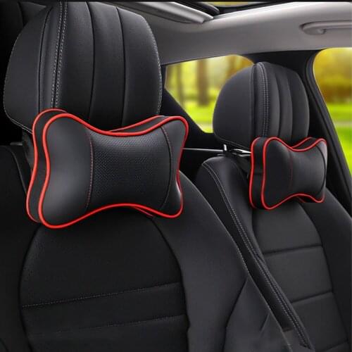 Car Genuine Leather Headrest Neck Pillow Car General Decoration Auto Parts