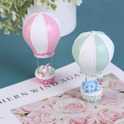 Resin Mini Cute Hot Air Balloon Rabbit And Elephant Statue Decoration Ornament