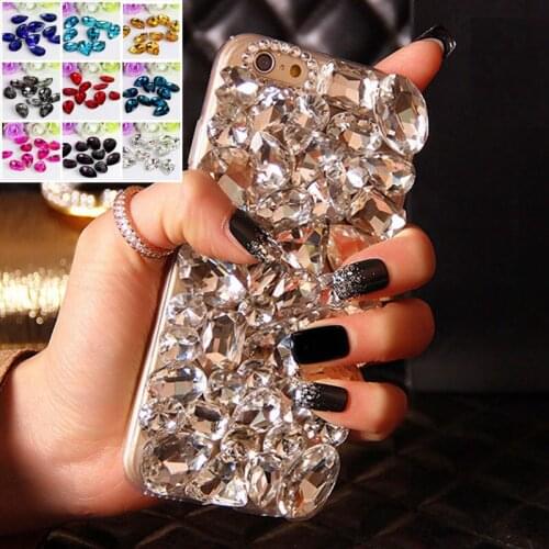 Clear Crystal Glass Stone Case for Iphone 11 Case 11 Pro Max Xs Max Xr Candy Gemstone Case for Iphone 7 6s 8 Plus Soft Cover