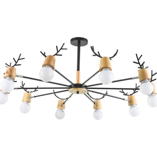 Nordic solid wood living room ceiling lamp modern minimalist personality creative bedroom dining room lighting LED ceiling lamp