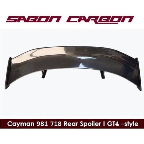 GT4 style carbon fiber gt wing spoiler for Porsche Cayman Boxster 981 718