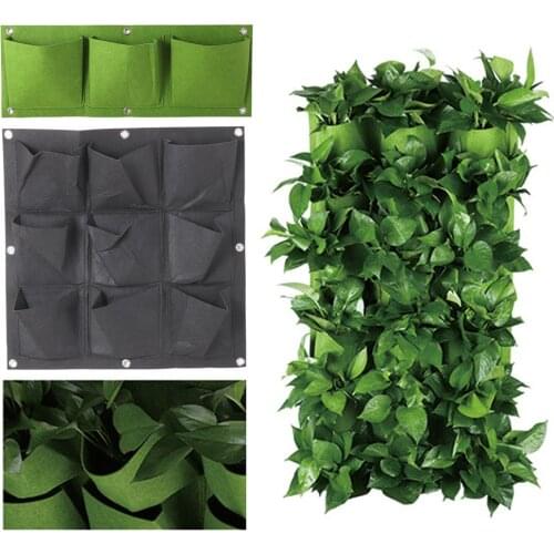 2 to72 Pockets Hanging Green Grow Bag Planter Vertical Garden Vegetable Living Garden Bag Planter Growing Bags Flowers Supply