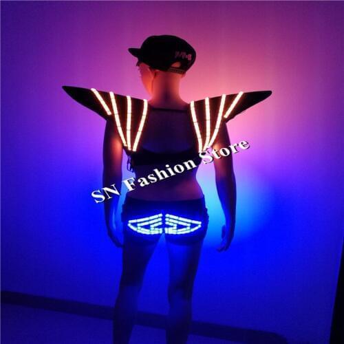 NZ001-9-2 Colorful light LED costumes dj disco women wears luminous bar ballroom dance sexy stage vest dress pants bra shoulder