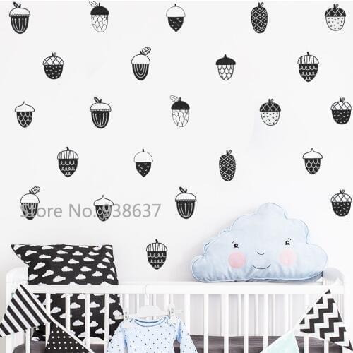 Acorn PVC Wall Stickers Nursery Room DIY Decoration Removable Woodland Wall Decals Idea Art Sticker Wallpaper Bedroom JW304