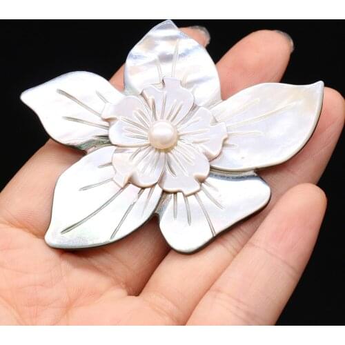 Womens Brooch Natural Stone Alloy Pendant Flower-Shaped For Jewelry Making DIY Necklace Bracelet Clothes Shirts Accessory