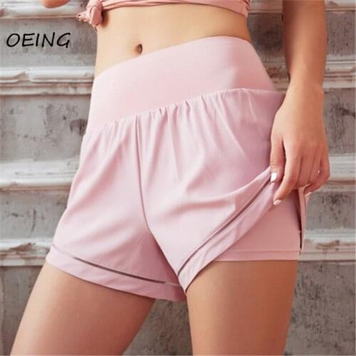 Women Yotga Gym Shorts Biker Workout Clothes Fitness Athletic Plus Size Sport Shorts Fake 2 PC