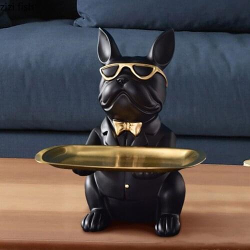 Resin Animal Storage Ornaments Metal Storage Tray Dog/cat/bear/astronaut Statue Crafts Sculpture Furnishings Desktop Decorations