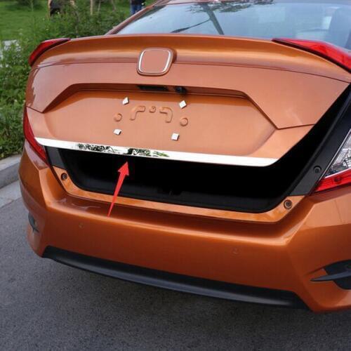 1pc FOR HONDA CIVIC 2016 2017 CHROME REAR TRUNK TAILGATE BACK DOOR LID COVER BOOT TRIM LIFTGATE EDGE MOLDING HATCH STRIP GARNISH