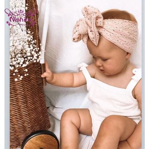 1 PCS Comfortable Soft Hollowed Elastic Hairband Solid Color Handmade Bowknot Baby Girls Headband Cute Bows Headwear Photo Props