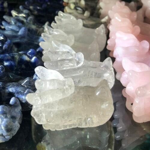 1pcs Natural powder crystal carving crystal dragon head bone healing reiki