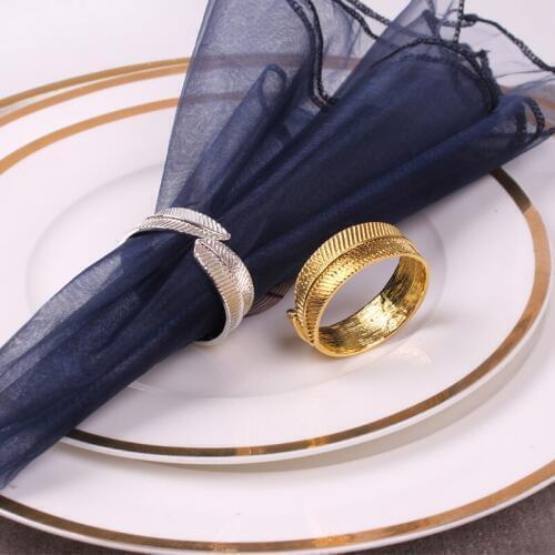 10pcs Alloy leaf modern meal buckle cloth ring hotel model room napkin buckle restaurant creative tableware