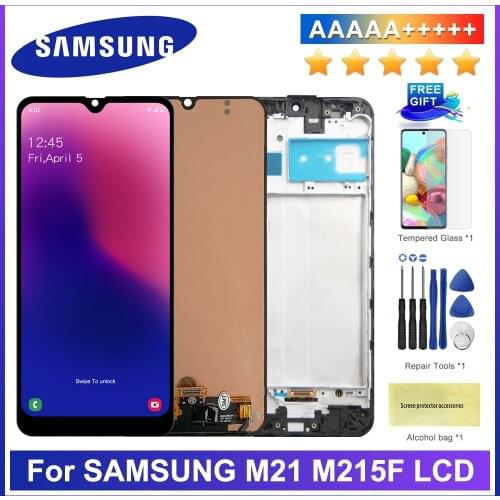 100% Test AMOLED LCD With Frame For SAMSUNG Galaxy M21 2020 LCD M215 Display SM-M215F/DS LCD Screen Touch Digitizer Assembly