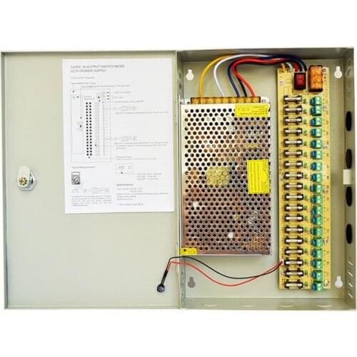 18 Channel Port Distributed Power Supply Swithing Power Supply Output 12V 10A 15A 20A 30A for CCTV Security System and Cameras