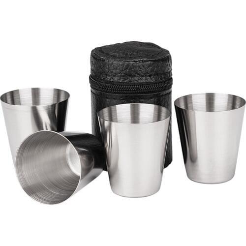 4PCS/set 30ml Portable Stainless Steel Wine Beer Whiskey Mugs Coffee Milk Tea mug Travel Outdoor Folding Cup wine mugs Gift