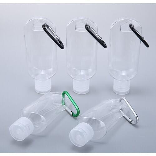 5pcs 50ml Empty Clear Plastic Refillable Bottles Portable Liquid Soap Shampoo Body Wash Refillable Bottle With Hanging Key Ring