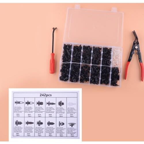 91502SM4000 242pcs Car Clips With Removal Tools Bumper Fender Hood Trim Body Retainer Rivet Fastener 91503SP0003 Fit For Honda