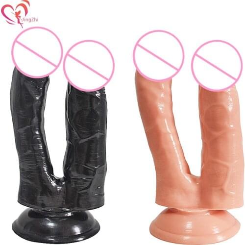 JingZhi Big Double Dildos 18+ Soft Skin Feels Lifelike Penis Double-headed Dildo for Anal Vagina Masturbation Sex Toys for Women