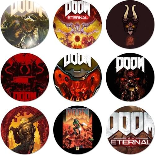 58mm Doom Game Logo Icons Pins Badge Decoration Brooches Metal Badges For Backpack Decoration