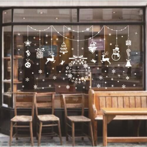 New Year Window Glass PVC Wall Sticker Christmas DIY elk Wall Stickers Home Decal Christmas Decoration For Home Supplies