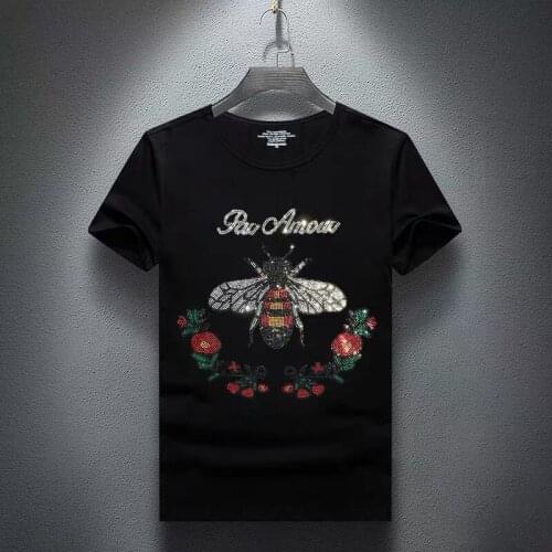 Diamond design short sleeve T-shirt men brand casual round neck elastic cotton male t shirt