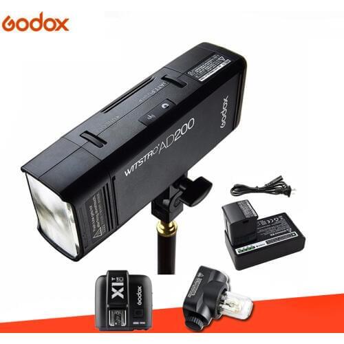 Godox AD200 TTL 2.4G HSS 1/8000s Pocket Flash Light Double Head 200Ws with 2900mAh Lithium Battery Strobe Flash for Canon
