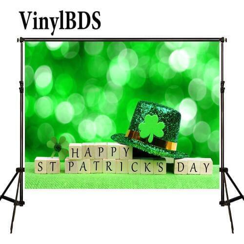 VinylBDS Photography Background St. Patricks Day Backdrops Green Bokeh Backdrop Green Wood Floor Backdrop Children Backdrops