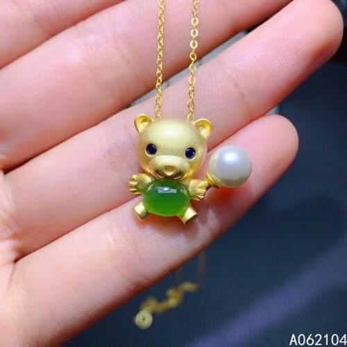 KJJEAXCMY fine jewelry 925 Sterling Silver inlaid natural Jasper Women classic popular pearl beer Ancient GEM PENDANT necklace s