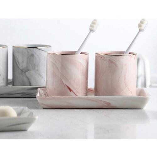 Classical Marbled Tray Creative Home Toiletries Mouthwash Cup Soap Box Jewelry Storage Ceramic Plate
