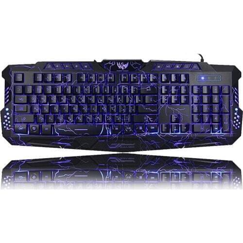 Tri-Color Backlit Computer Gaming Keyboard USB Powered Full N-Key Game Keyboard for Desktop Laptop Russian Spanish arabic Hebrew