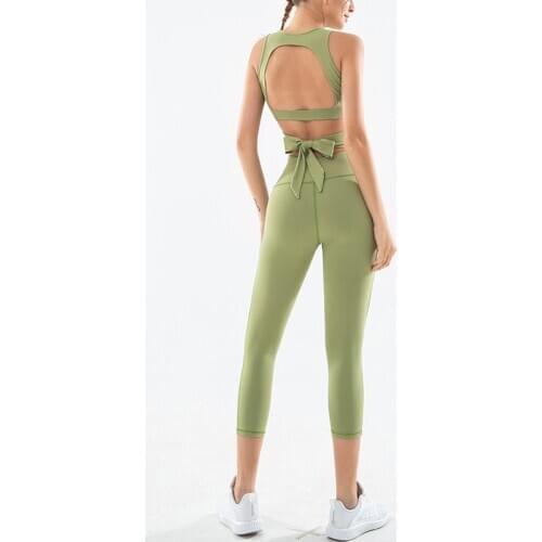 2 Piece Set Sexy Clothes Yoga Suit Womens Fitness Top Shockproof Sports Vest Hip Tights Yoga Outfit Sports Wear For Women Gym