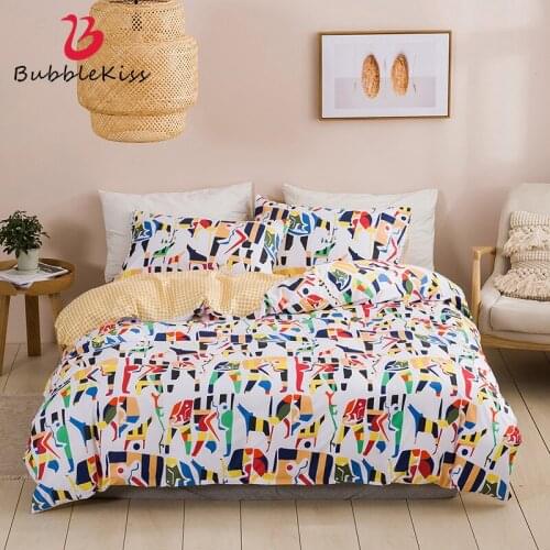 Bubble Kiss Bedding Set Cartoon Graffiti Polyester Duvet Cover Set Home Single King Twin Double Full Queen Size Comforter Sets