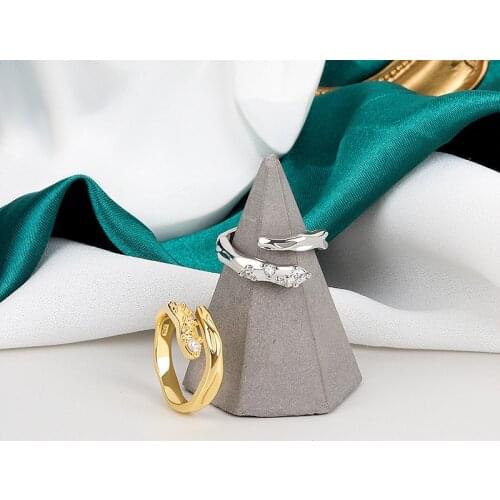 LIVVY Minimalist Silver Color Irregular Rings For Women Vintage Zircon Open Fashion Engagement Jewelry Party Gifts