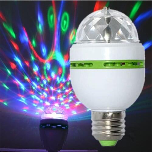 Mini E27 3W Colorful Auto Rotating RGB LED Bulb Stage Light Party Lamp Disco Home Magic Ball Stage Effect Light KTV Light