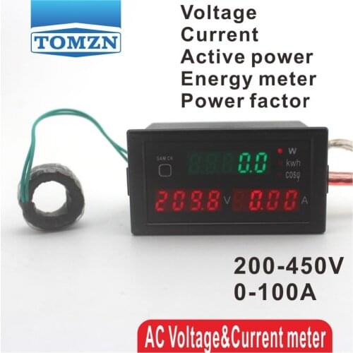 D69 Multi-functional LED display panel meter voltmeter ammeter with active and Electric energy and power factor 200-450V 0-100A