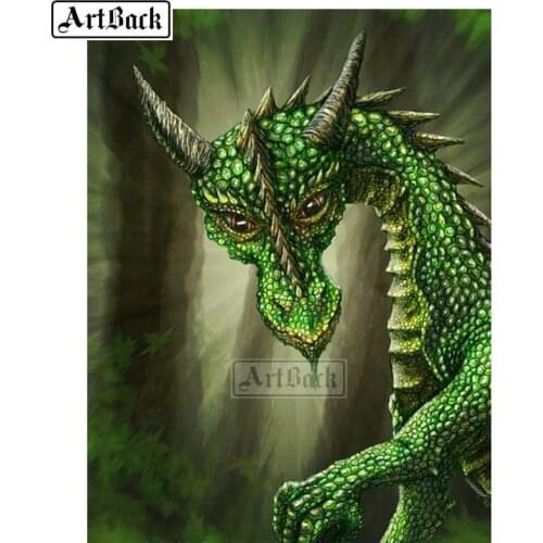 Full square / round drill diamond painting green dragon kit 3d mosaic diamond embroidery animal home decoration painting gift