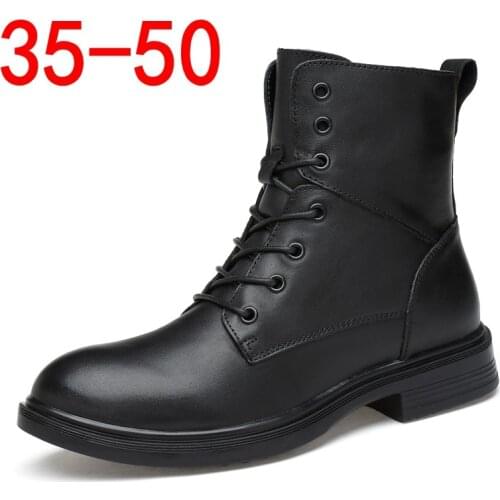 New Snow Boots High Quality Cowhide Fabric Fashion Casual Shoes British Style Martin Boots Unisex Leather Boots Size 35-50