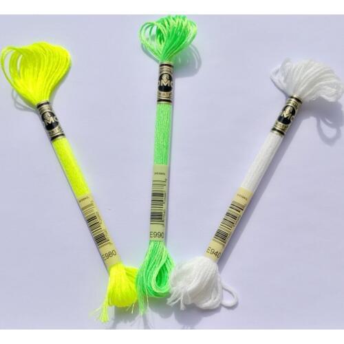 Oneroom 1pcs E980 E990 fluorescent Effects Glow-in-thedark E940 metallic thread cross stitch DMC floss embroidery DIY