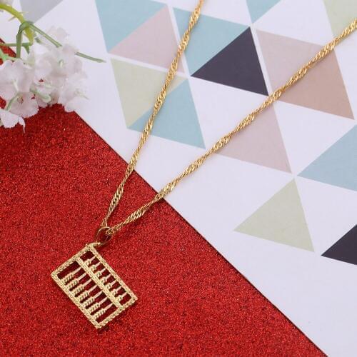 Abacus Necklace Gold Color Ancient China Counting-frame Necklaces Pendants For Men Women Gift Jewelry