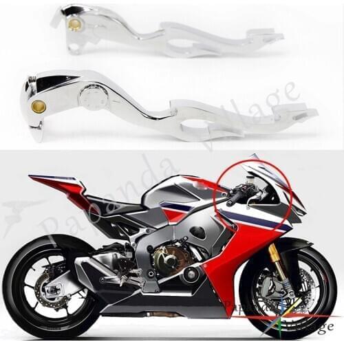 A Pair Chrome Flame Style Motorcycle Brake Clutch Lever For HONDA CBR1000RR 2004-2007 CB1000R 2008-2016 Aluminum Clutch Levers