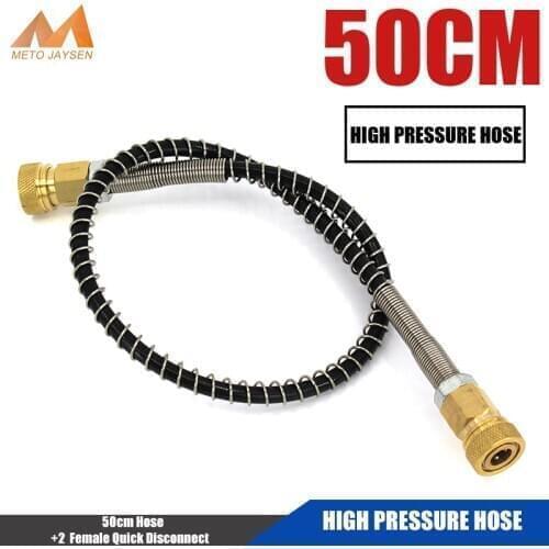 PCP Airforce Pneumatics Air Refilling Pump 50cm Long High Pressure Hose with Spring Wrapped M10x1 Male Thread Nylon Black Hose