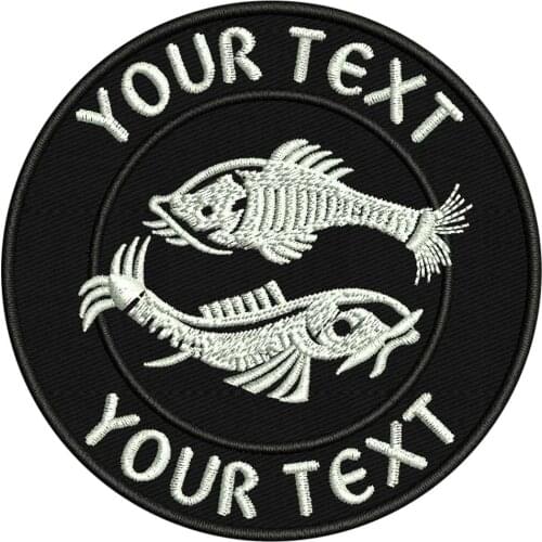Custom Go Fishing Embroidered Name Tags Patch Iron on Backing Hook Backing