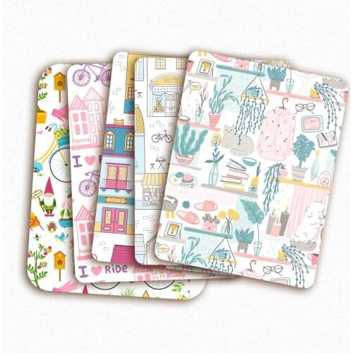 Polyester Cotton Fabric Sheet Lovely Hand-Drawn Landscape By The Meter DIY Sewing Dress Cloth Hats Home Textile Garment 45*145cm