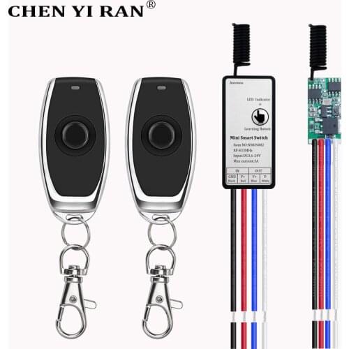 433mhz DC 3.6V 6V 12V 24V 1CH Mini Relay Wireless RF Remote Control Switch Power LED Lamp Controller Micro Receiver Transmitter