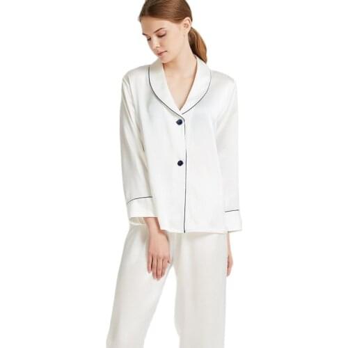 Pajamas WOMENS Spring Summer Silk Ice Silk Long Sleeve Clothing Silk Fabric Thin Spring and Autumn Two-Piece Suit