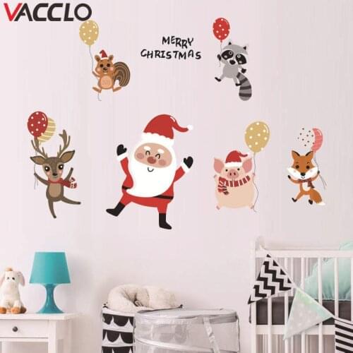 Vacclo Christmas Santa Claus DIY Wall Stickers Snowman Festival Store Window-show Decorative Stickers Self-adhesive Mural Decals